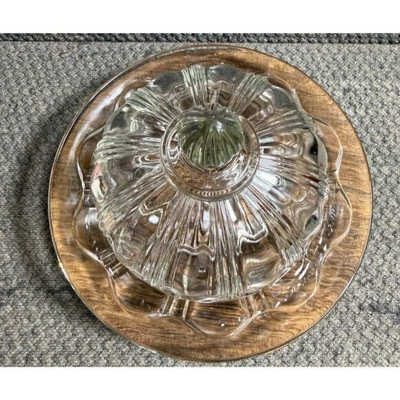 Anchor Hocking Colonial Knife & Fork Glass Butter Dish with lid - Picture 3 of 6